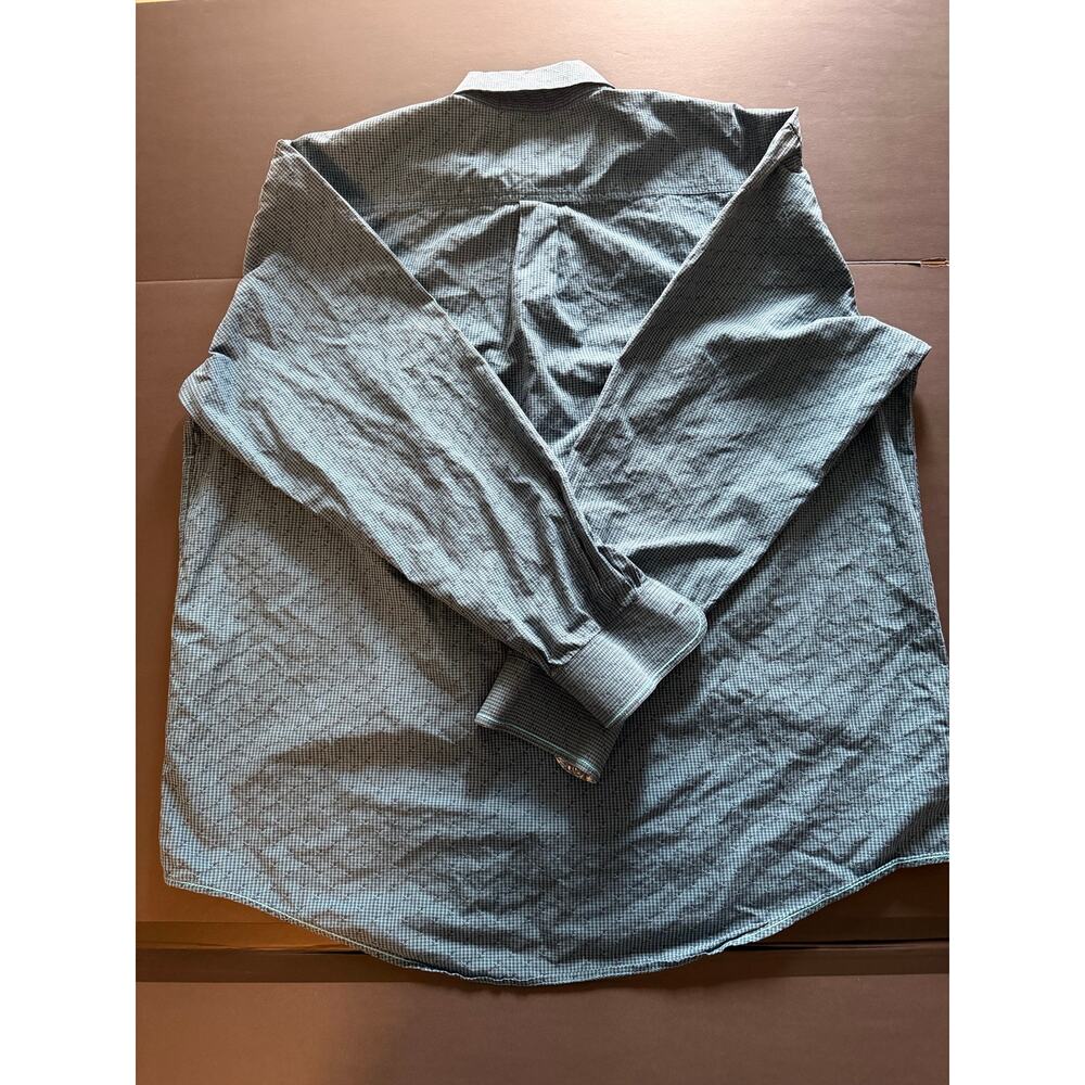 Panhandle Rough Stock Men’s XL Blue Green Western Button Front Shirt Long Sleeve - Picture 6 of 7